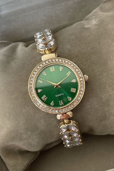 Leerybee Nla-210 Model Leaf Stone Detailed Women's Wristwatch