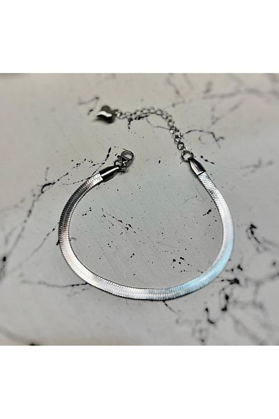 LUZ Silver Flat Italian Chain Bracelet