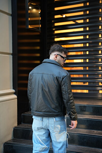 MİS MODA ΑΝΔΡΙΚΟ ΣΤΗΘΟ ΤΣΕΠΗ ΛΕΠΤΟΜΕΡΕΙΑ ΧΕΙΜΕΡΙΝΟ ΔΕΡΜΑΤΙΝΟ ΠΑΛΤΟ