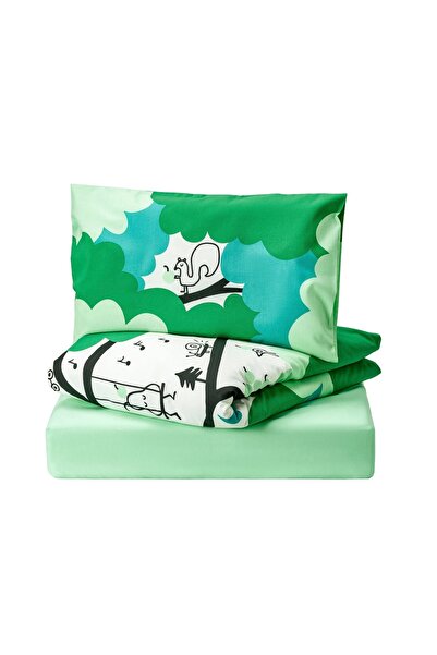 IKEA GRONFINK Bebek Nevresim Takımı Ye?il Turkuaz 60x120 cm Pamuklu