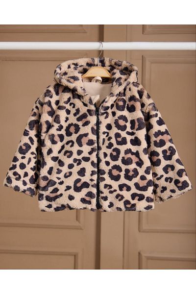 Lolliboomkids Girl's Leopard Print Soft Plush Coat - Zippered and Lined / Coat