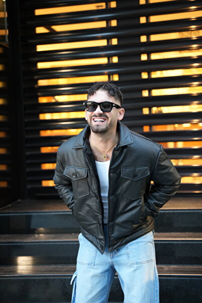 MİS MODA ΑΝΔΡΙΚΟ ΣΤΗΘΟ ΤΣΕΠΗ ΛΕΠΤΟΜΕΡΕΙΑ ΧΕΙΜΕΡΙΝΟ ΔΕΡΜΑΤΙΝΟ ΠΑΛΤΟ