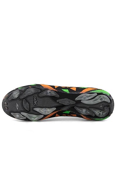 Amanal Men's Socks Cleats Transparent Toothed Lace-Up Turf Astroturf Football Shoes 2303 Black Green