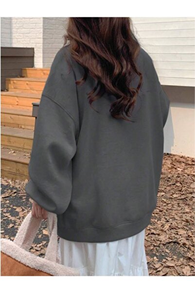 MOONBULL Women's Ribbon Printed Oversize Sweatshirt