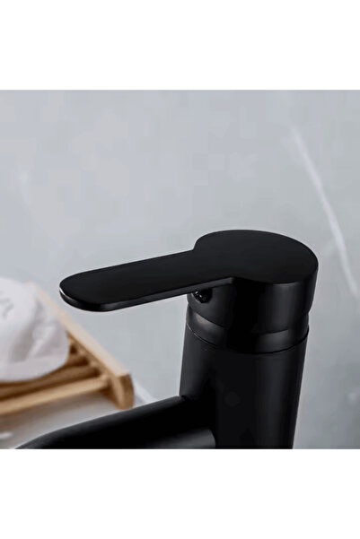 Kavisa Mat Siyah Çanak Lavabo Banyo Bataryası – Modern Tasarım