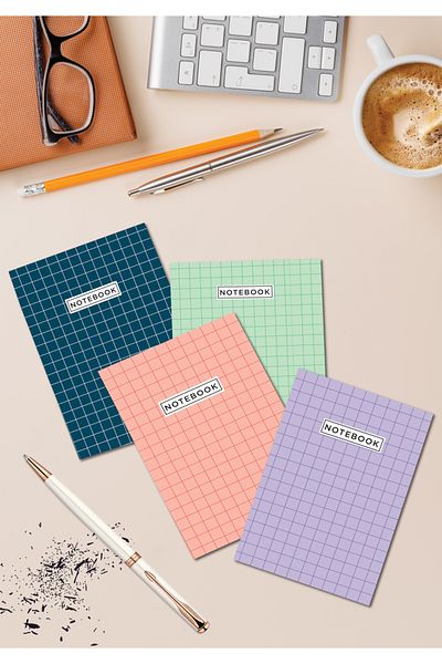 Fly Notes 10x15 cm 64 pagini Caiet școlar în carouri - Set de 4 cadouri Seria pătrată