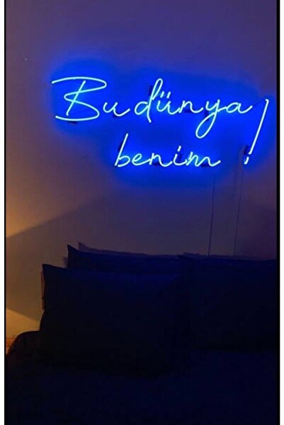 NEON LED KAYSERİ Bu Dünya Benim Yazılı Neon Led Işıklı Dekoratif Duvar Aydınl...