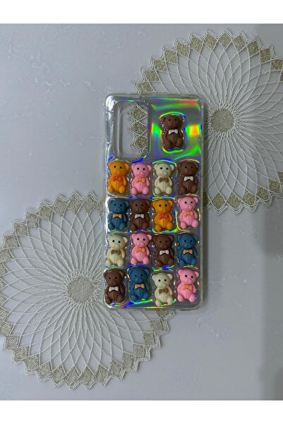 Samsung Galaxy A70  Compatible Hologram or Transparent Use Embossed Cute Teddy Bear Case