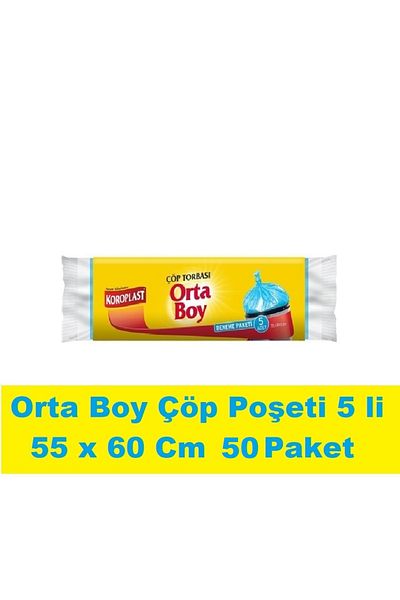 Koroplast Medium Size Blue Trash Bag - 5 Pieces 55X60Cm X 50 Packs
