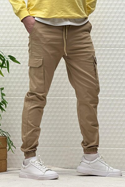 WAFRA Ανδρικό ελαστικό στη μέση Lycra Cargo Pocket Gabardine Pantalon