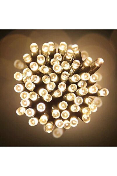 SARFEX STORE 10 Metre Pilli Siyah Kablo Gün Işığı Sarı Led Aydınlatma Yılbaşı...