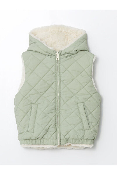 LC Waikiki Lcw Baby Ecru Hooded Plush Girl's Vest