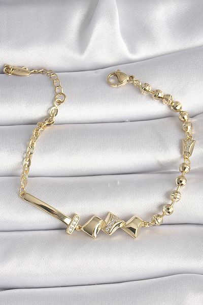 Mu Art Ahşap Brass Gold Color Zircon Stone Detail Xuping Vip Exclusive Series Bracelet