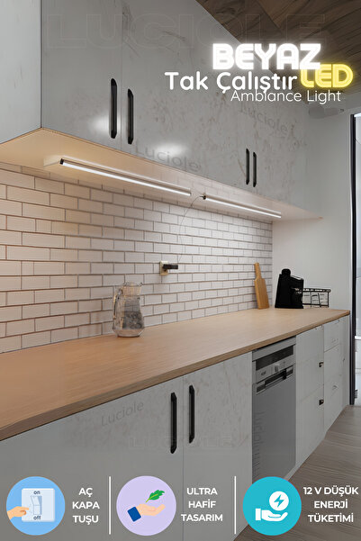 luciole Tezgah Altı Led Işık Mutfak Bar Aç Kapa Beyaz Yapışkanlı 1 Metre - Led Işık Tmbeyaz4