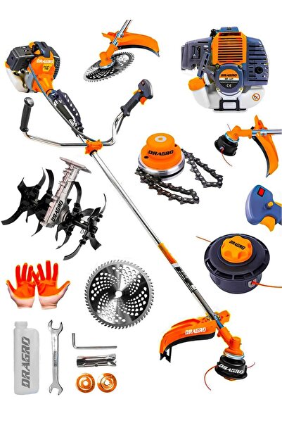 Dragro 4x4 2 Zamanlı Yan Tipi Benzinli Motorlu Ot Çalı Tırpanı Çim Biçme Maki...