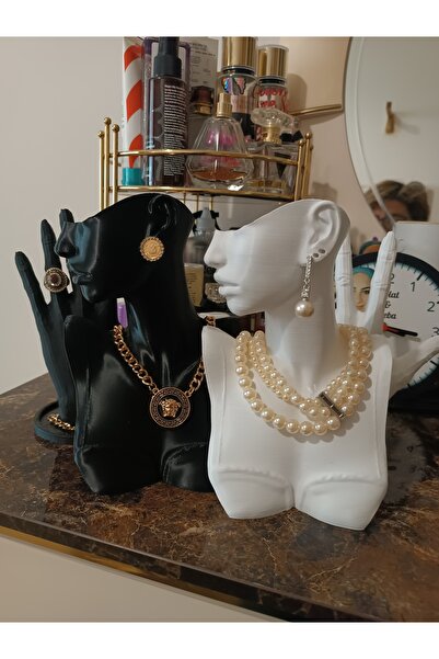 a life in games 4lü Set Dekoratif Takı Organizer Mankeni Standı ( 21cm) Makyaj Mücevher Kolye Tasarım Sergi Yüzük