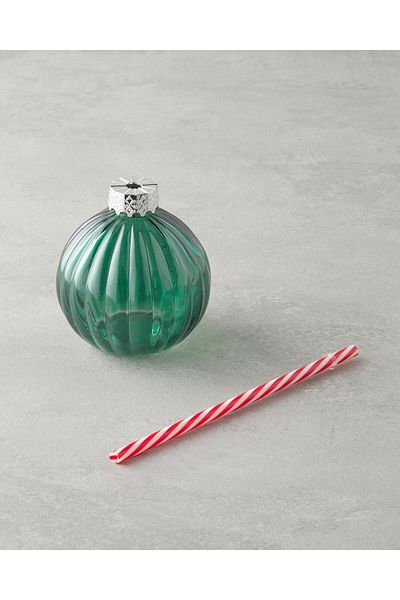 English Home Green 400 ml Joyful Christmas Glass Straw Cup