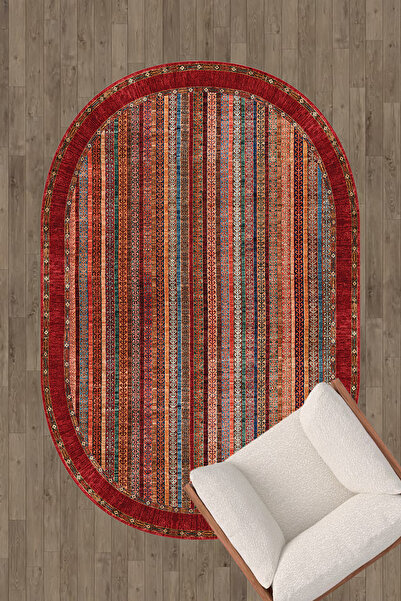 HaLıFoRuM Oval Kaymaz Tabanlı Halı Yıkanabilir Dot Taban Salon Halısı Yolluk Ovl-02pembe