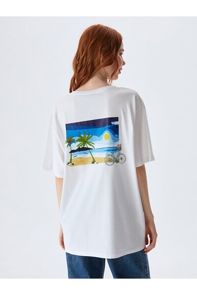 Ltb White T-Shirt - Beach Printed