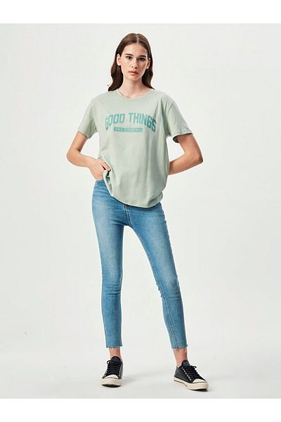 Ltb Slogan Printed Green T-shirt