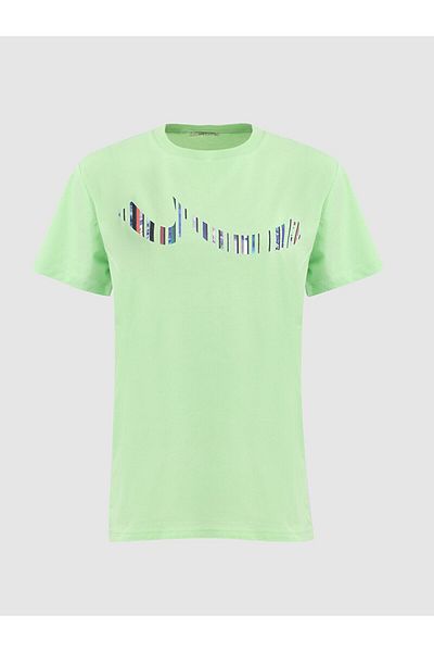Ltb Sıgn Printed Short Sleeve Regular Green T-Shirt