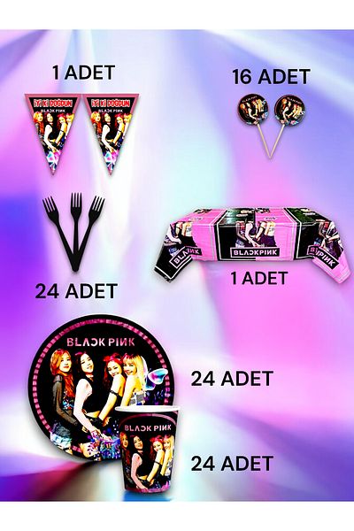 VibeHome Black Pink Themed Premium Set for 24 - Birthday Party and Fun Events