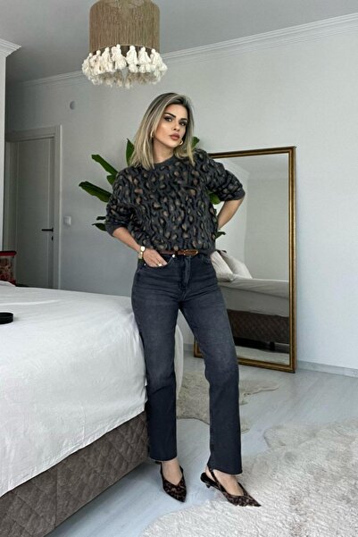 Eswomes Cut Leg Boyfit Jean Smoked