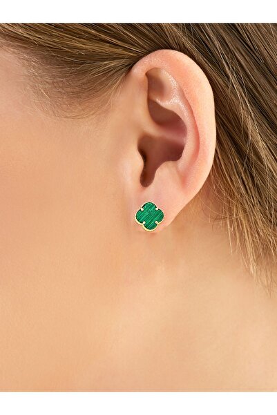 Nilvera Kuyumculuk 14 Ayar Van Cleef Yeşil Taşlı Yonca Küpe Çifti, Şans Kadın...