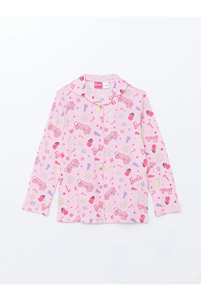 LC Waikiki LCW Kids Pembe Gömlek Yaka Barbie Baskılı Kız Çocuk Pijama Takımı
