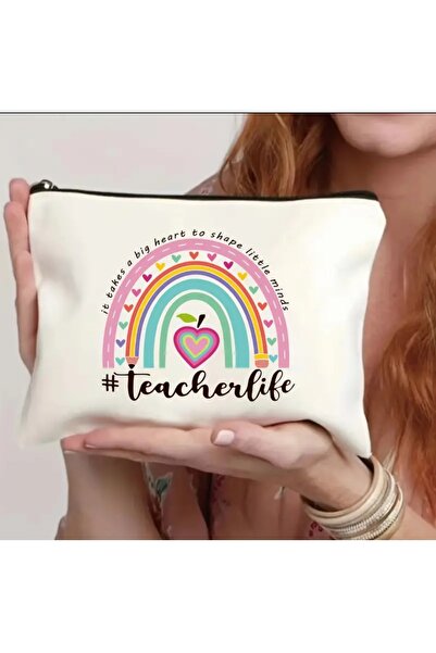 Piraye Shop حقيبة مكياج ومستحضرات تجميل محمولة بحجم حقيبة مطبوعة ملونة من الق...