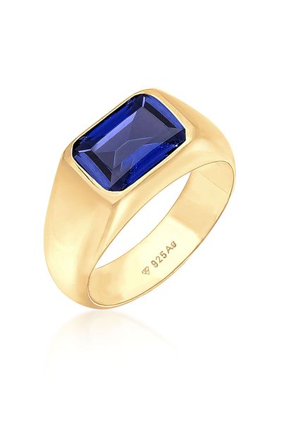 ELLI 925 Sterling Silber Chunky Sapphire Blue Signet Ring