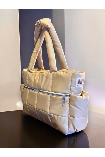 Nuggita Women's Bag - Rettangolo Speciale - Waterproof Puff Fabric - Ecru