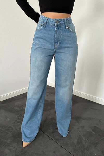 HELİS BUTİK Blue Comfy Jeans Pants
