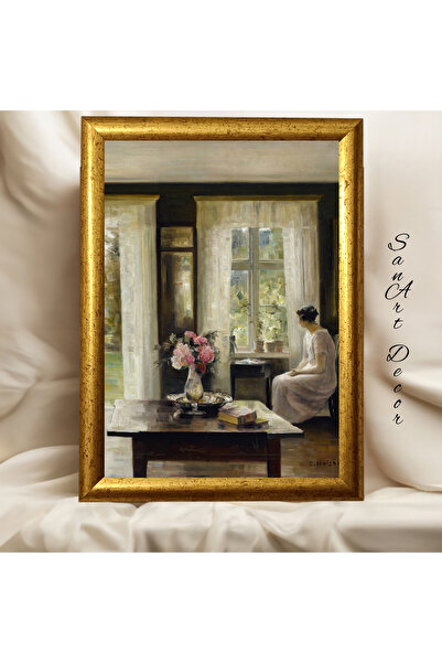 Sanart Pictură de epocă înrămată, pictură în ulei, pictură înrămată, decor ar...