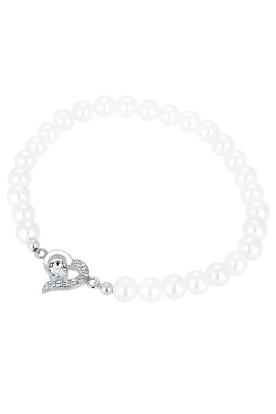 ELLI Armband Damen Herz mit Muschelkernperlen und Kristallen in 925 Sterling Silber