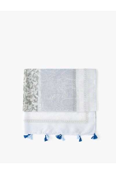 Koton Şal floral cu ciucuri lungi