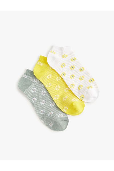 Koton Set de 3 șosete cu papuci florali, multicolore