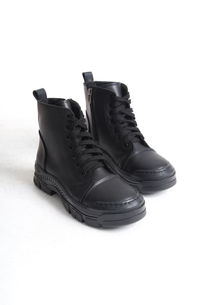 BZ Moda Bianca Lace-Up Zippered Orthopedic Sole Water and Cold Resistant Skin Women's Sports Boots St Black