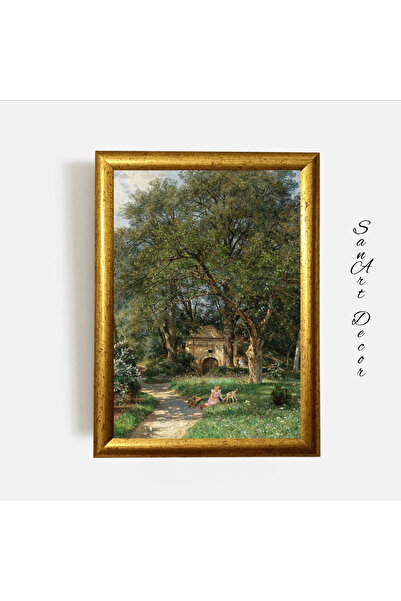 Sanart Pictură de epocă cu cadru, pictură în ulei, pictură înrămată, decor ar...