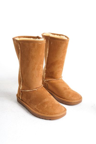 BZ Moda MADELINE Suede Γυναικείες Μπότες - Χωρίς κορδόνια, Γούνα Εσωτερικά, Επίπεδη σόλα TT Tan