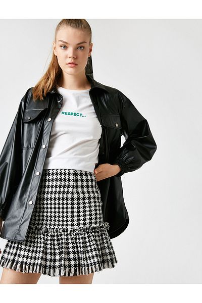 Koton Mini Skirt - Houndstooth Patterned