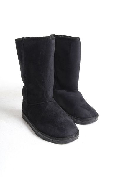 BZ Moda Γυναικείες μπότες MADELINE Black Suede - Χωρίς κορδόνια, Γούνα Εσωτερικά, Επίπεδη σόλα