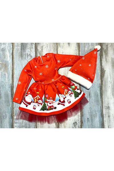 ARBİ kids Girls' Christmas New Year's Dress - Christmas Celebration Costume with Hat and Lining