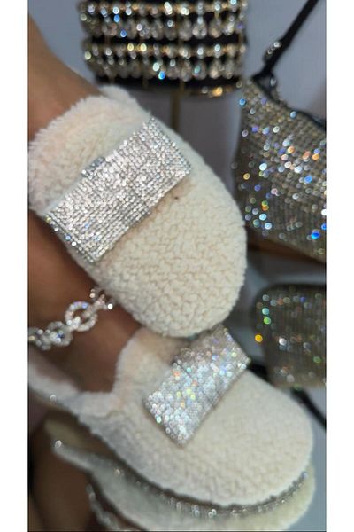 Giydim Gidiyor Libra Special Design Slippers - Cream
