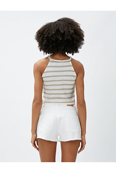 Koton Pletené zboží Crop Crochet - Halter Neck, prolamované tílko Slim Fit