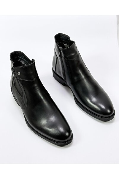 YAŞARYILDIZ AYAKKABI 1963 TEN BERİ Içi Disi Hakiki Deri Klasik Kauçuk Taban Bot  Siyah 9728
