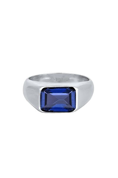 ELLI 925 Sterling Silber Chunky Sapphire Blue Signet Ring