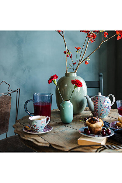 Pip Studio Flower Festival Mavi Porselen Pasta Tabağı 17 Cm