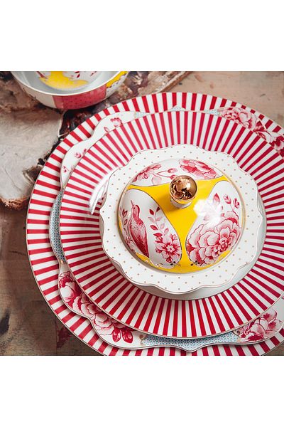 Pip Studio Royal Stripes Pink Porcelain Pastry Plate 17 Cm
