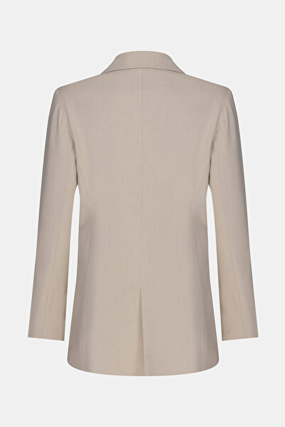 W Collection Beige Swallow Collar Buttoned Jacket